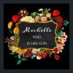 Poster Michelle Name Significa Vintage Floral Birthday Gi<br><div class="desc">Um nome elegante que significa um poster dedicado a um novo bebê. Decorado com brilho como pés de bebês. Aproveite o seu dia! FlorenceKdesign</div>