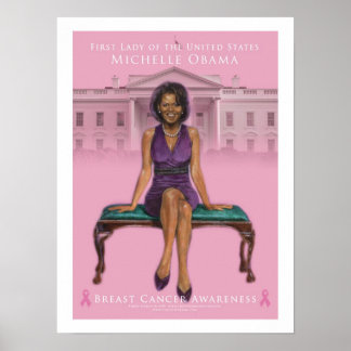 Poster Michelle Obama - Sensibilização do Cancer 15 x 20