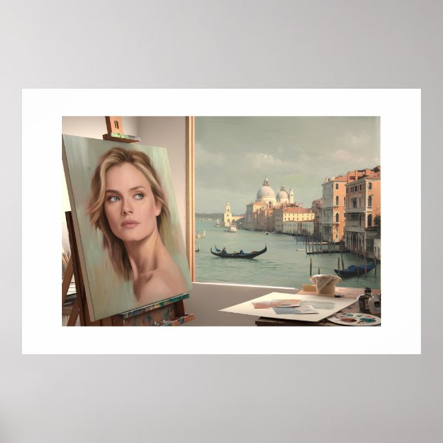 Poster Michelle Pfeiffer Retrato em Andamento - Pastel (Frente)