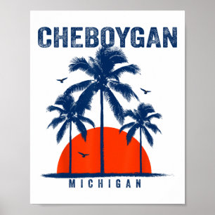 Poster Michigan Cheboygan Oceano Surfe Surfismo