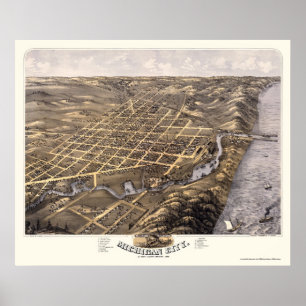 Poster Michigan City, IN Panorâmica Map - 1869b