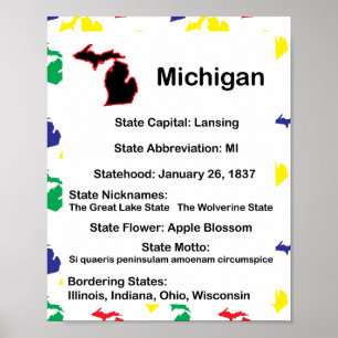 Poster Michigan Educational Fact US State