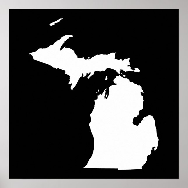 Pôster Michigan em Branco e Preto (Frente)