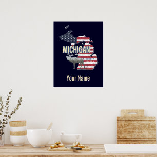 Poster Michigan Estados Unidos - Retro State Map Vintage 