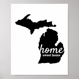 Poster Michigan Home Sweet Home Black Silhouette