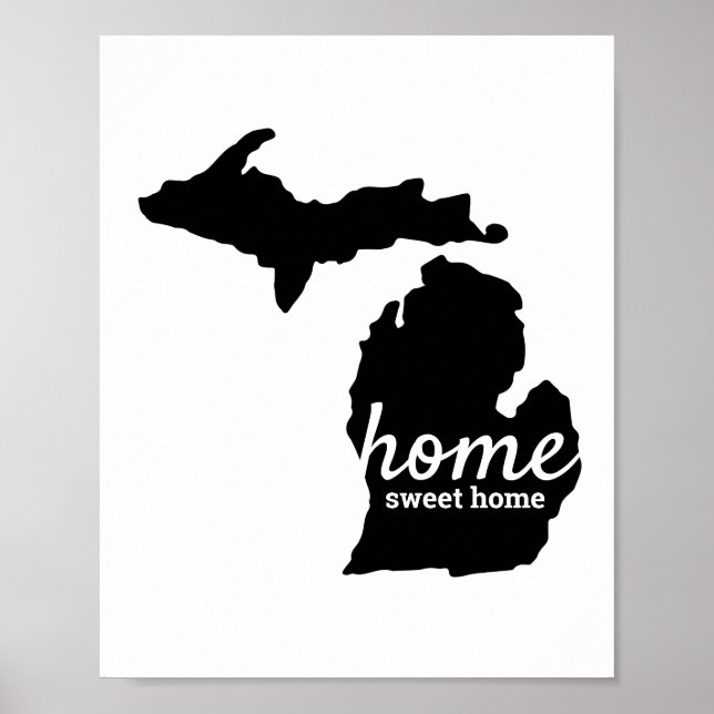 Poster Michigan Home Sweet Home Black Silhouette (Frente)