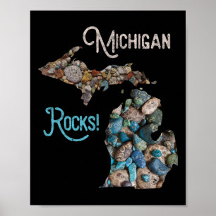 Poster Michigan Rocks Petoskey Stone caçando Tee Excelent
