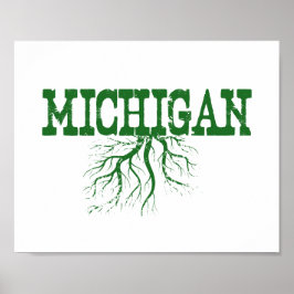 Pôster Michigan Roots Green Word Art
