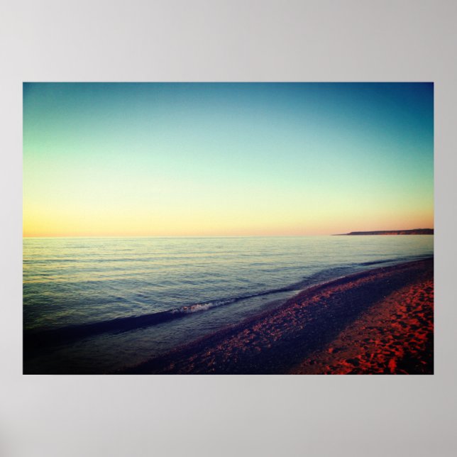 Poster Michigan Upper Peninsula Lake Superior Sunset (Frente)