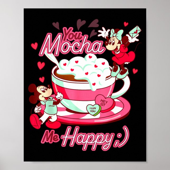 Poster Mickey Amp Minnie Valentines Day You Mocha Me H  (Frente)
