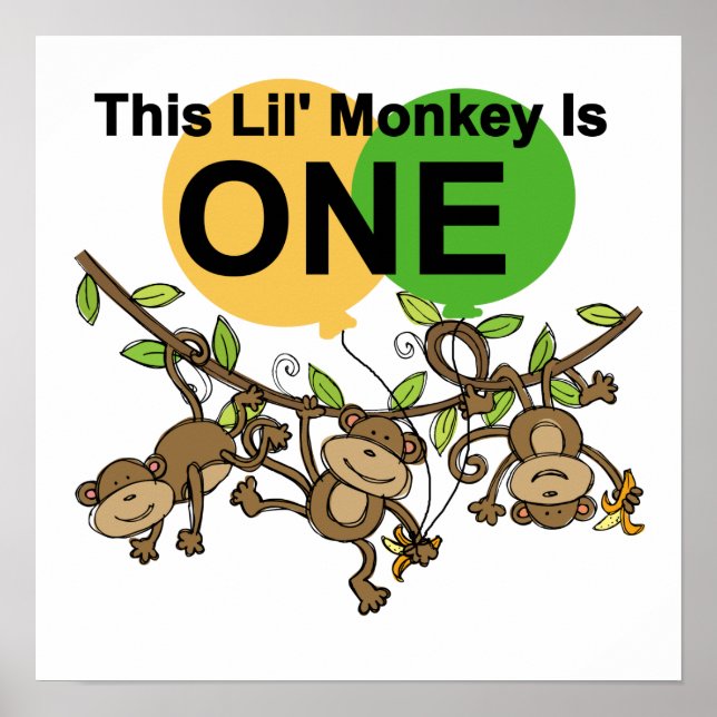 Poster Micos-macacos primeiro aniversario camisas e prese (Frente)