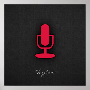 Pôster Microfone Vermelho Crimson