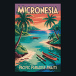 Poster Micronesia Boats Illustration Travel Art Vintage<br><div class="desc">Micronesia retro vector travel design. Micronesia is a Pacific island region known for its crystal-clear lagoons, ancient stone ruins, and vibrant island cultures. Spread across thousands of islands, it offers pristine nature, world-class diving, and a tranquil escape far from crowded destinations.</div>