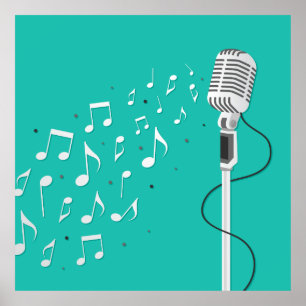 Poster Microphone Cool Illustration
