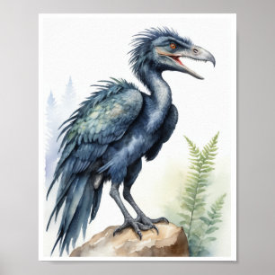 Poster Microraptor Dinosaur Watercolor