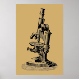 Poster Microscópio Antigo de 1892 Arte "Steampunk"