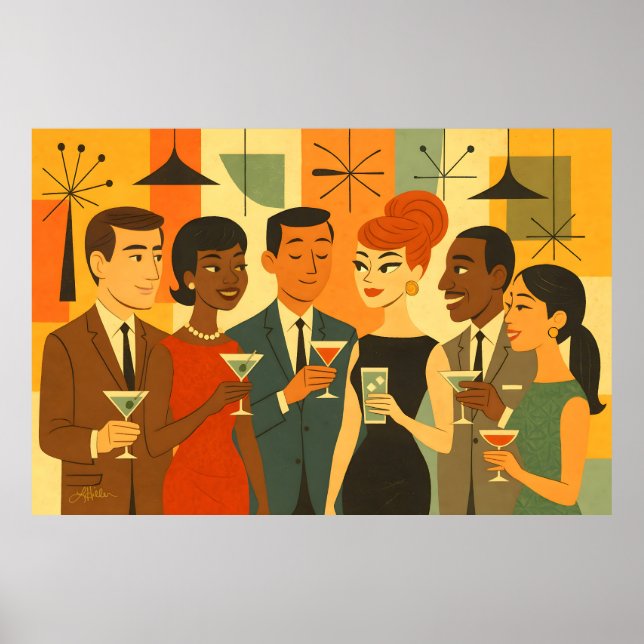 Poster Mid Century 60s Office Cocktail Party (Frente)