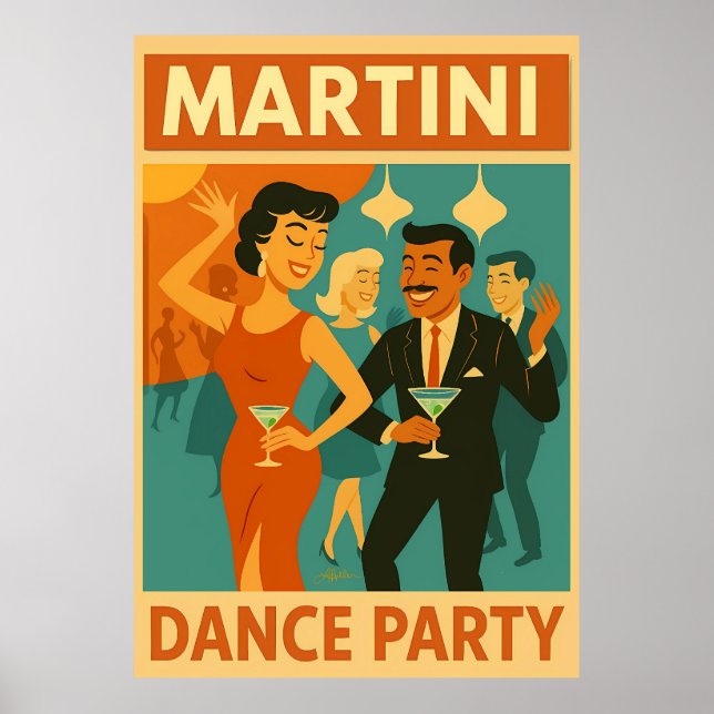 Poster Mid Century Martini Dance Party (Frente)