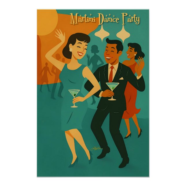 Pôster Mid Century Martini Dance Party (Frente)