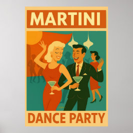 Poster Mid Century Martini Dance Party
