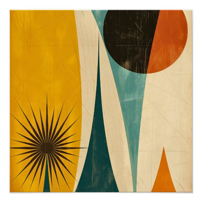 Pôster Mid Century Modern Abstract Geometric Art Design (Frente)