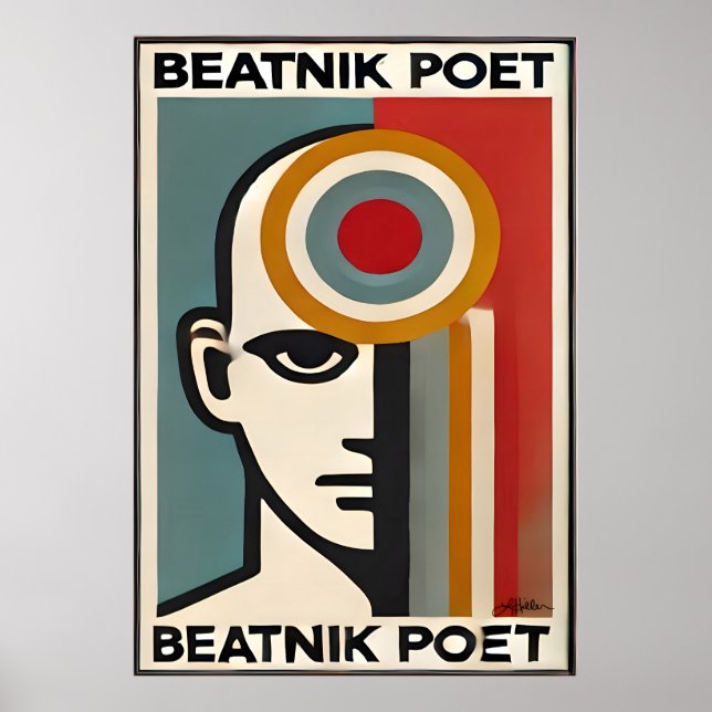 Poster Mid Century Modern Art Beatnik Poet (Frente)