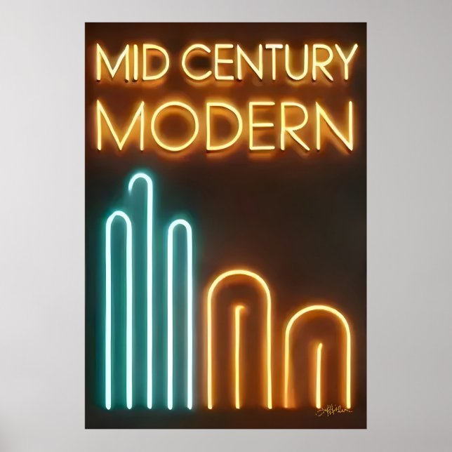 Poster Mid Century Modern Art Neon Sign Design (Frente)