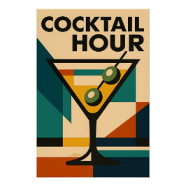 Pôster Mid Century Modern Bauhaus Cocktail Hour Martini
