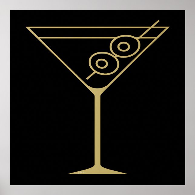 Poster Mid Century Modern Gold 2 Azeitona Martini (Frente)