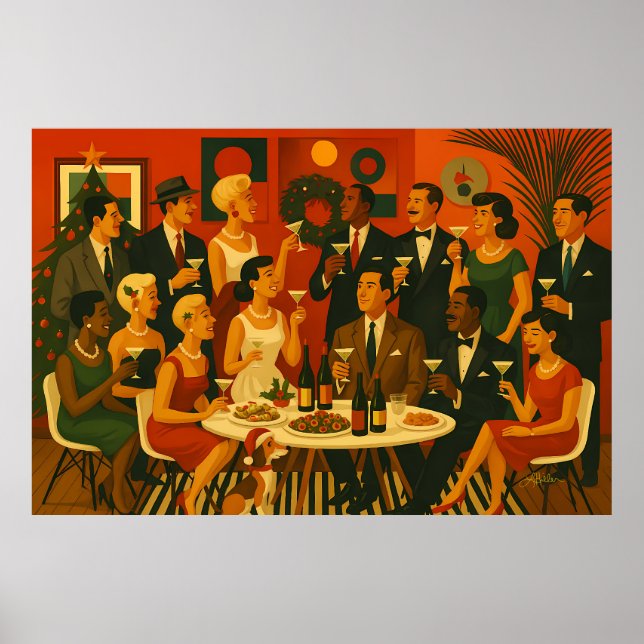 Poster Mid Century Modern Martini Intellectuals Christmas (Frente)
