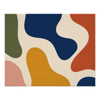 Pôster Mid-Century Organic Shapes Poster