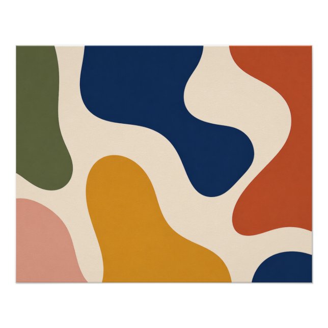 Pôster Mid-Century Organic Shapes Poster (Frente)