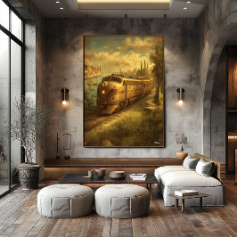 Poster Mid-Century Retro Venice Train – Vintage European 