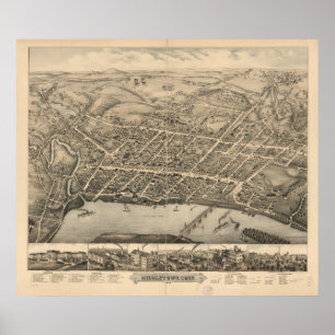 Pôster Middletown Connecticut 1877 Antique Panoramic Map