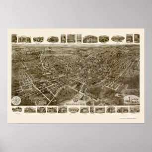 Poster Middletown, mapa panorâmico de NY - 1921