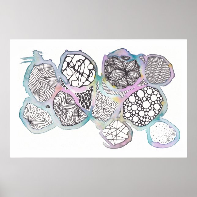 Poster Mídia mista, preto e branco, rabisco, aquarela (Frente)