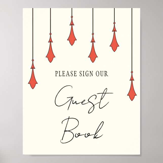 Poster Midnight Autumn Wedding Guest Book Sign (Frente)