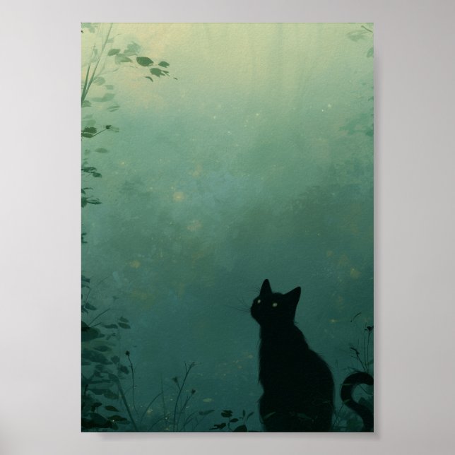 Poster Midnight Familiar – Fantasy Art with Cat (Frente)