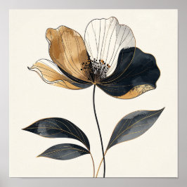 Poster Midnight & Gold Majesty: Elegant Minimalist Botani