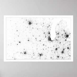 Poster Midwest Railroad Constellation Census Dotmap