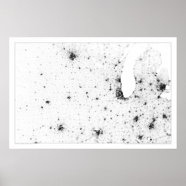 Poster Midwest Railroad Constellation Census Dotmap (Frente)