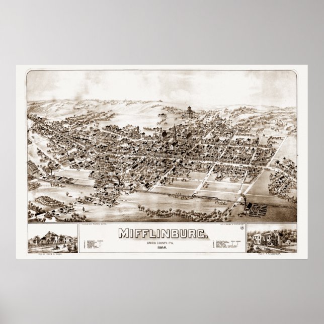 Pôster Mifflinburg, PA 1884 (Frente)
