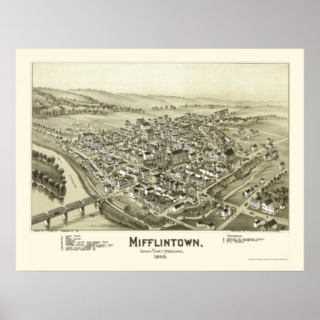 Pôster Mifflintown, PA Panorâmica - 1895 (Frente)