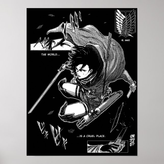 Poster Mikasa Attack em Titã para fundos escuros (Frente)