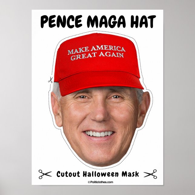 Poster Mike Pence MAGA Hat Halloween Mask (Frente)