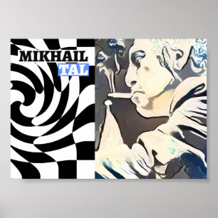 Poster Mikhail Tal. Jogador de xadrez