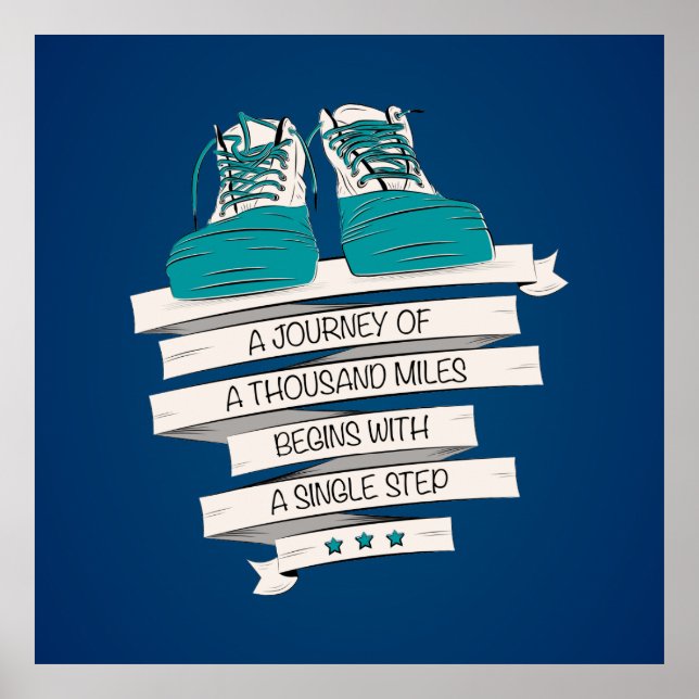 Pôster Mil milhas começa com solteiro passo (Frente)