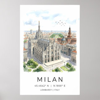 Poster Milan Cathedral Art Print Black and White