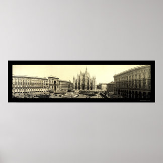 Poster Milan Duomo Square Italy Photo 1909