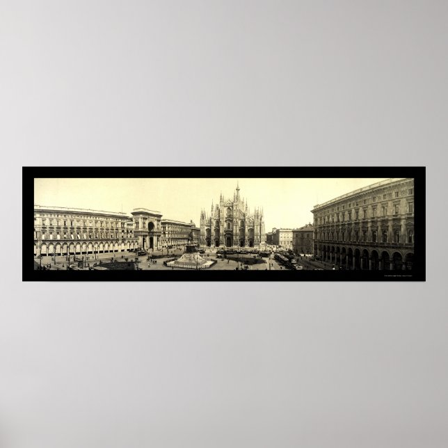 Poster Milan Duomo Square Italy Photo 1909 (Frente)